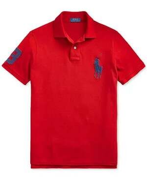 Polo Ralph Lauren Men's Custom Slim Fit Big Pony Mesh Polo Shirt - Red size L